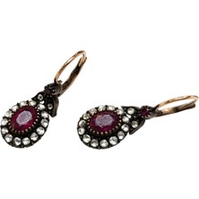 Altın Ofisi 2,36CT Yakut ve 0.50CT Elmas Taşlı Oval Sallanan Küpe 8 Ayar Altın  Hd Videolu