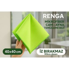 jantistore Yeşil Renga Mikrofiber Cam - Ayna Temizlik Bezi 40X40 cm Iz Bırakmaz / Mikro Baklava Desenli