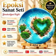 IQ ART by Natalie Epoksi Reçine Seti  "ADA" – Deniz Temalı Premium Yaratıcılık Seti ve Yaratıcılık Kiti – Video Eğitimli Resin Art Seti, Epoksi Başlangıç Seti