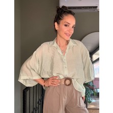 Ali Butik Çağla Kısa Kollu Rahat Kalıp Dökümlü Gömlek