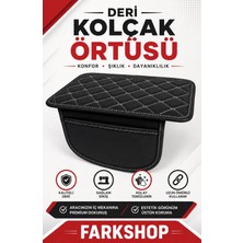 Fark Shop Seat Arona Ile Uyumlu Özel Siyah Deri Beyaz Dikiş Kolçak Örtüsü