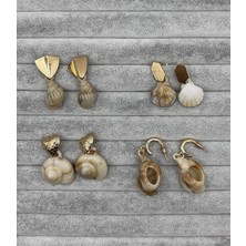 Stelle Jewelry Kadın 4'lü Deniz Kabuğu Küpe Seti Altın Kaplama Yazlık Kombin Küpe