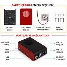 Raspberry Pi 4b Abs LED Fanlı Soğutma Kasası — Siyah / Kırmızı