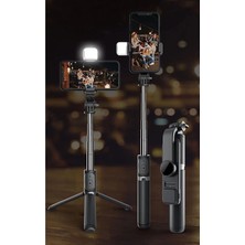 Eco Lounge LED Işıklı Selfie Çubuğu Bluetooth Kumandalı Kablosuz Tripot Selfie Monopod Selfie Stick Siyah