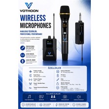 Magicool Wireless Mikrofon Sistemi Uhf Kablosuz El Mikrofonu Profesyonel Ses Performansı 50 mt Menzil