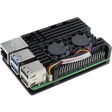 Raspberry Pi 5 Çift Fanlı Alüminyum Soğutma Kasası — Ayarlanabilir Hız