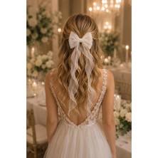 Ka Art Gallery Sallantılı Tül Fiyonk Model Beyaz Renk 13 Cm. Casual. Nişan, Düğün, Nikah, Için Uygun.