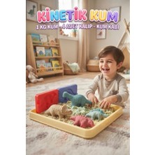 Farbu Oyuncak 3D Kalıplı Dinazor Kinetik Kum Set- Kum Havuzu 1000 gr Kum 4 Adet Kalıp Set