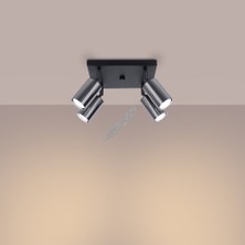 Riolight Rıolıght Modern Krom Hareketli Başlık Siyah Gövde 4XGU10 LED Kare Spot Avize(Ampül Dahildir)