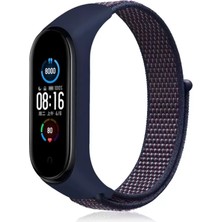 Gees Global Xiaomi Mi Band 4 Hasırlı Cırtcırtlı Kordon - Lacivert-Mor