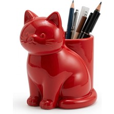 Sepetzone 3D Baskı Kedi Kalem Tutucu - Sevimli Kedi Figürlü Kalemlik, Masa Üstü Dekor, Hediyelik