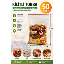 Kalbi Ticaret Kilitli Torba 17X23 cm 50'li Kilitli Buzdolabı Poşeti Şeffaf Naylon Torba Kilitli Saklama Poşeti