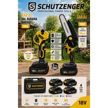 SCHUTZENGER Profesyonel Şarjlı Dal Bu Budama Makası ve Şarjlı Testere Seti 4 Akülü 30 mm 15 cm Otomatik Yağlamalı Sarı 7t