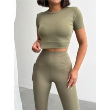 Opendo Bisiklet Yaka Body Crop T-Shirt