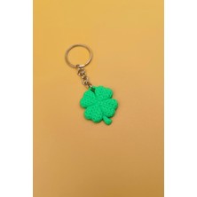 Rodopiva Örgü Desenli Dört Yapraklı Yonca Anahtarlık (Plastik)-  Çanta Süsü Charm