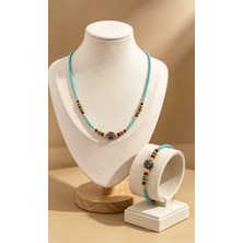 Zümra Store Tasarım Firuze Kolye-Bilekllik Su Yeşili Set