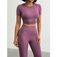 Opendo Bisiklet Yaka Body Crop T-Shirt