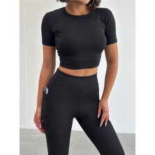 Opendo Bisiklet Yaka Body Crop T-Shirt