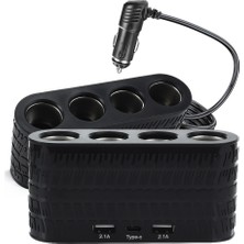 Eco Lounge 4 Çakmak Girişli Araç Çoklayıcı Type C ve USB Destekli Güvenli Güç Dağıtıcı