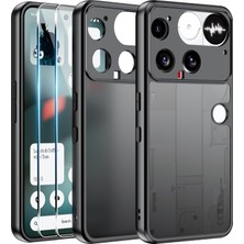 İmperiums Nothing Phone (3) Mat Siyah Şeffaf Kılıf + Temperli Cam Ekran Koruyucu Set