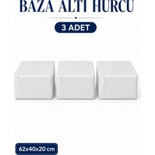 ByKurt Hurç Seti Fermuarlı Çizgili Baza Altı Hurcu Yorgan Battaniye Kıyafet Saklama Organizeri 3'lü