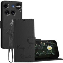 İmperiums Nothing Phone 3, Harf Desenli Premium Pu Deri Kapaklı Cüzdan Kılıf (Siyah)