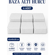 ByKurt Hurç Seti Fermuarlı Çizgili Baza Altı Hurcu Yorgan Battaniye Kıyafet Saklama Organizeri 6'lı