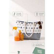 VarBiFırsat Tote Plaj Çantası, Fermuarlı Büyük Boy Alışveriş ve Günlük Omuz Çantası 50X30 cm