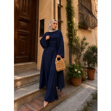 Efulim Womens Kimono-Klosuz Bluz ve Pantolon Lacivert Üçlü Takım