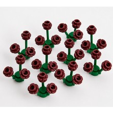 LEGO Orjinal Bitki Ağaç Parçaları: Çiçek: Flowers: 40 Parça Çiçek ve Bitki - 10 Adet Yeşil Bitki ve 30 Adet Bordo Çiçekten Oluşur.
