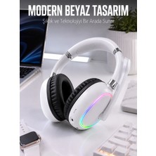 Hayat Store Kablosuz Bluetooth Mikrofonlu Beyaz Kulaklık  Rgb Işıklı - Lisinya