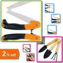 Buççin Online Mağaza Katlanabilir Cep Testeresi + 3 Parça Bitki Hobi - Bahçe Gereçleri - 2li Set XYZ789