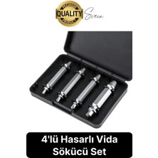 Buççin Online Mağaza 4'lü Paslanmaz Çelik Hasarlı Bozuk Kırık Dübel Vida Sökücü Set Kutulu Çivi Çıkarıcı Matkap Uç