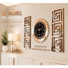 Eyka Store Modern Lüks Gold Rose Aynalı Pleksi Duvar Saati Kombini - Sessiz Mekanizma 3'lü Set