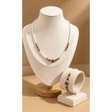 Zümra Store Tasarım Kolye-Bileklik Set-Beyaz Taşlı-