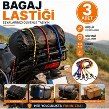 Baffhome Bagaj Lastiği Çok Amaçlı Kancalı Pratik Gergi Halatı Ekstra Güçlü Bagaj Bağlama Lastiği