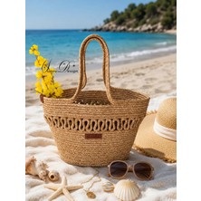 Sunny Design Jüt Hasır Çanta Plaj Çantası Omuz Çantası Günlük Çanta
