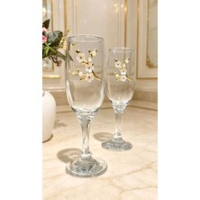 KirLinova Çiçek Detaylı Kokteyl Kadehi 2’li Set – 190 ml / Kahve Yanı Su & Kokteyl Bardağı