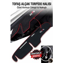 Mikasso Tofaş Şahin Doğan Kartal Siyah Alçak Torpido Halısı Kırmızı Dikişli | Ön Göğüs Koruma Kaplama | Sili