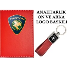 Mikasso Proton Logolu Kırmızı Ruhsat Kabı ve Proton Logolu Anahtarlık