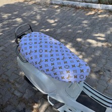 Mikasso Luıs Beyaz Gold Desenli Penye Motosiklet Kılıfı -50CC ve 125CC Motor Uyumlu Penye Beyaz
