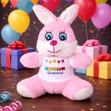 ForWhat Büro Ev Ofis Sevgiliye Hediye Için Happy Birthday Tavşan Tişörtlü Peluş Oyuncak