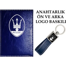 Mikasso Maseratı Logolu Lacivert Ruhsat Kabı ve Maseratı Logolu Anahtarlık