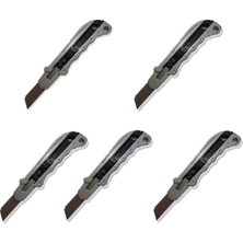 Buççin Online Mağaza 5 Adet Metal Maket Bıçağı - Darbelere Dayanıklı Uzun Ömürlü Falçata -Gri Metal
