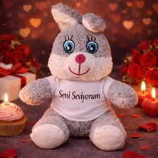 ForWhat Büro Ev Ofis Sevgiliye Hediye Için Sevimli Seni Seviyorum Tavşan Tişörtlü Peluş Oyuncak