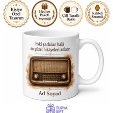 Tupya Gift Eski Radyo Temalı Nostaljik Baskılı Kupa Bardak Retro Hediye