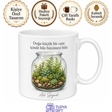 Tupya Gift Teraryum Bitki Aşığına Cam Içinde Minik Doğa Temalı Baskılı Porselen Kupa Hediye Bardak