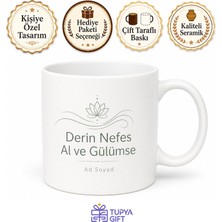 Tupya Gift Derin Nefes Al ve Gülümse Temalı Minimalist Kupa Bardak Hediye