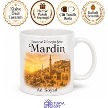 Tupya Gift Mardin Güneş ve Taş Temalı Baskılı Kupa Bardak Hediye Porselen Mug