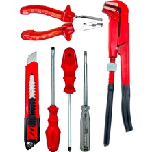 Buççin Online Mağaza Yüksek Kalite Pense, Maşalı Boru Anahtarı, Kontrol Kalemi, Yıldız,düz Falçata 6 Parça Set